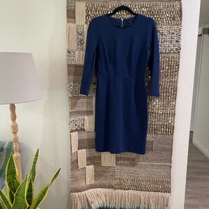J Crew dark blue scuba dress with silver zippered cuffs sz 4